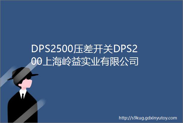 DPS2500压差开关DPS200上海岭益实业有限公司